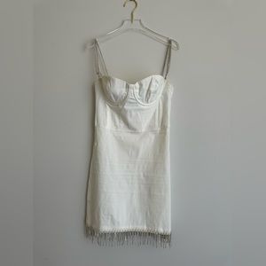 White Fox Dazzling Rhinstone White Bodycon Mini Dress